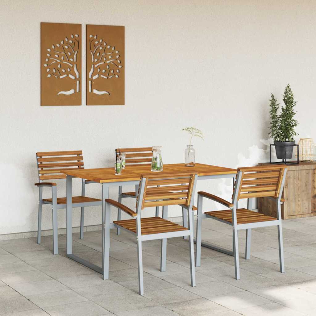 vidaXL Zestaw do jadalni w ogrodzie 5 pcs Szary Lite Drewno Akacji