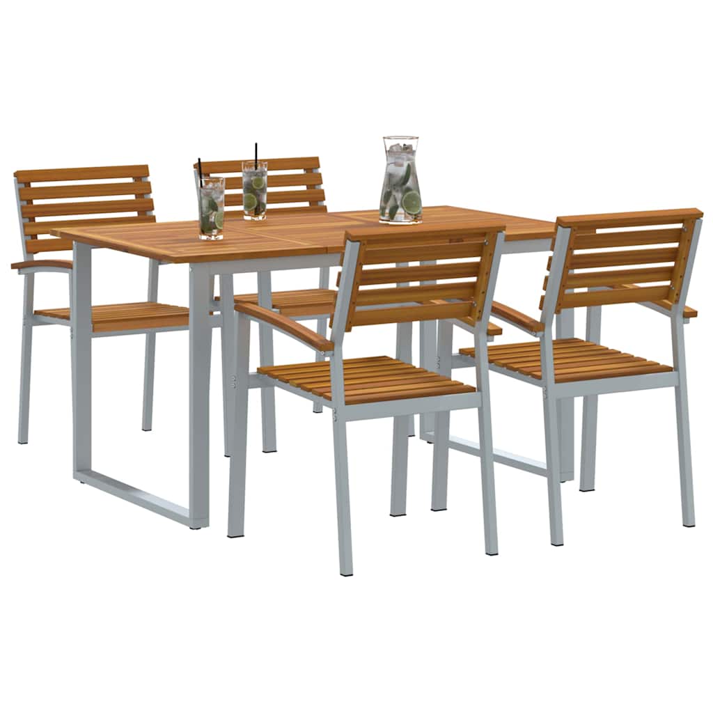 vidaXL Zestaw do jadalni w ogrodzie 5 pcs Szary Lite Drewno Akacji
