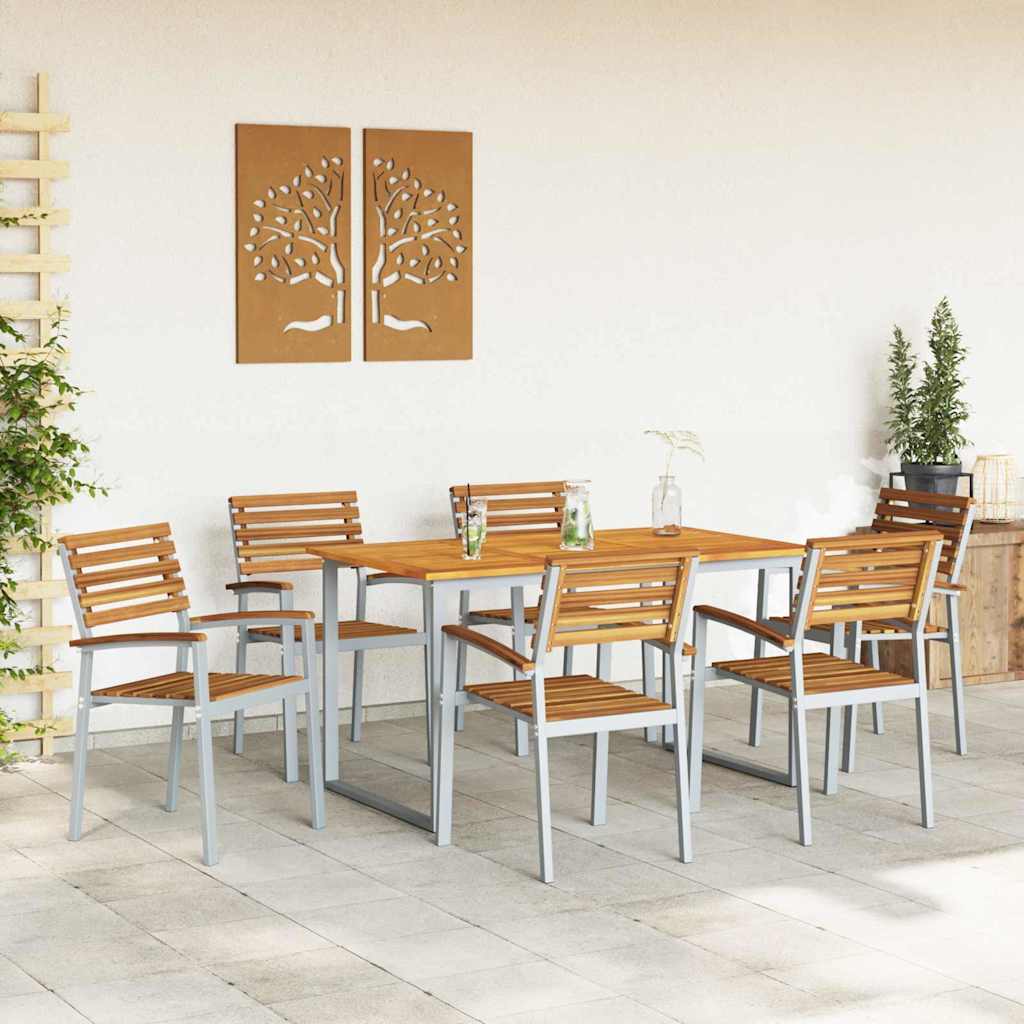 vidaXL Zestaw do jadalni w ogrodzie 7 pcs Szary Lite Drewno Akacji