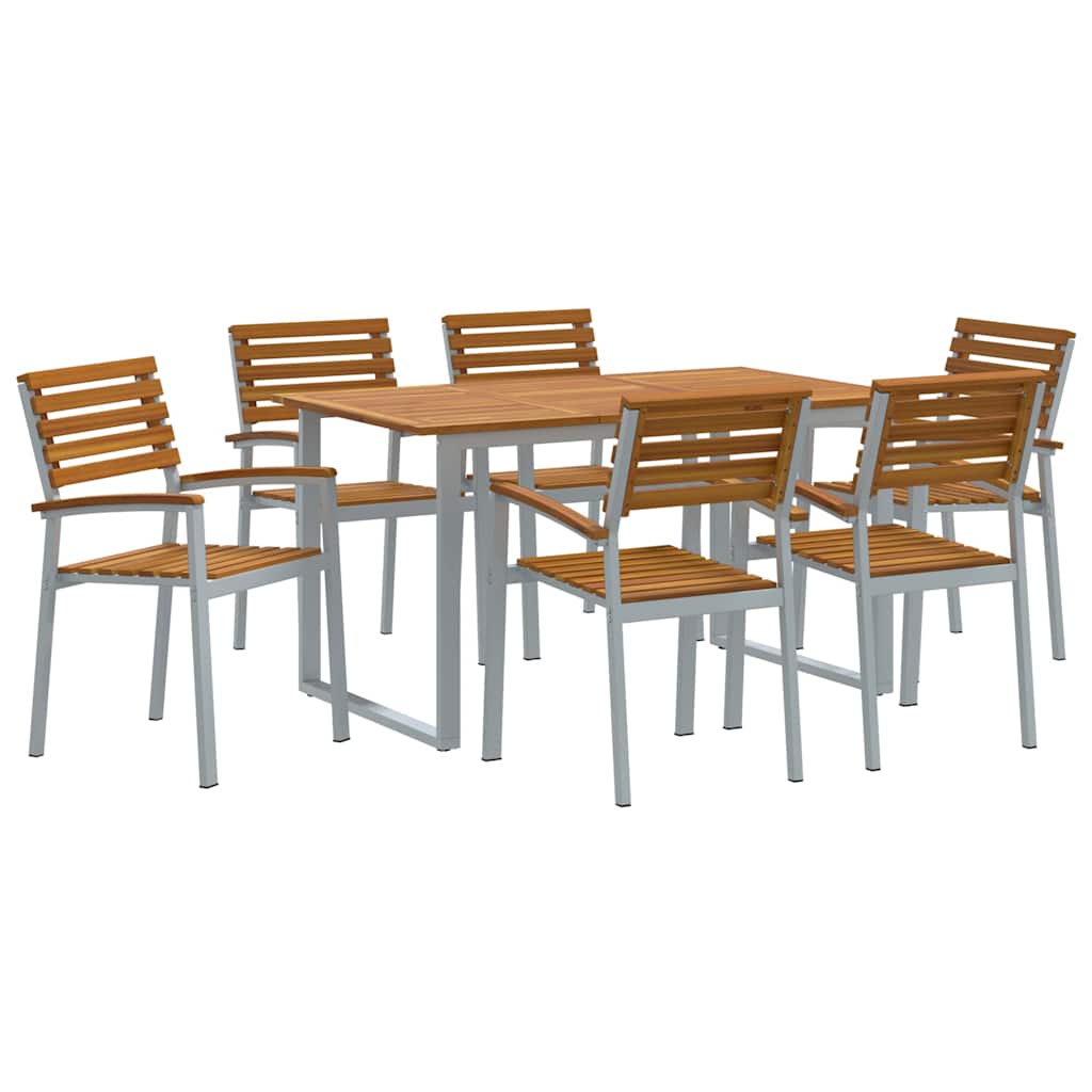 vidaXL Zestaw do jadalni w ogrodzie 7 pcs Szary Lite Drewno Akacji