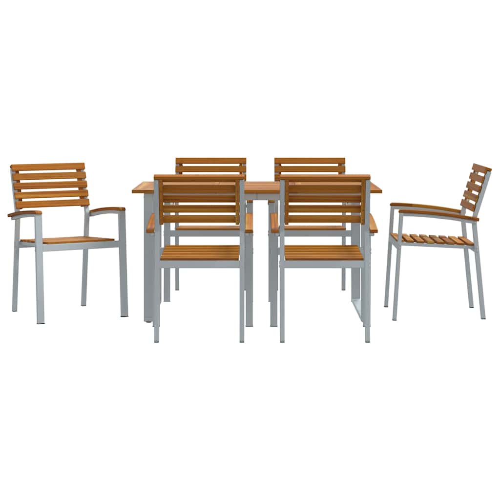 vidaXL Zestaw do jadalni w ogrodzie 7 pcs Szary Lite Drewno Akacji