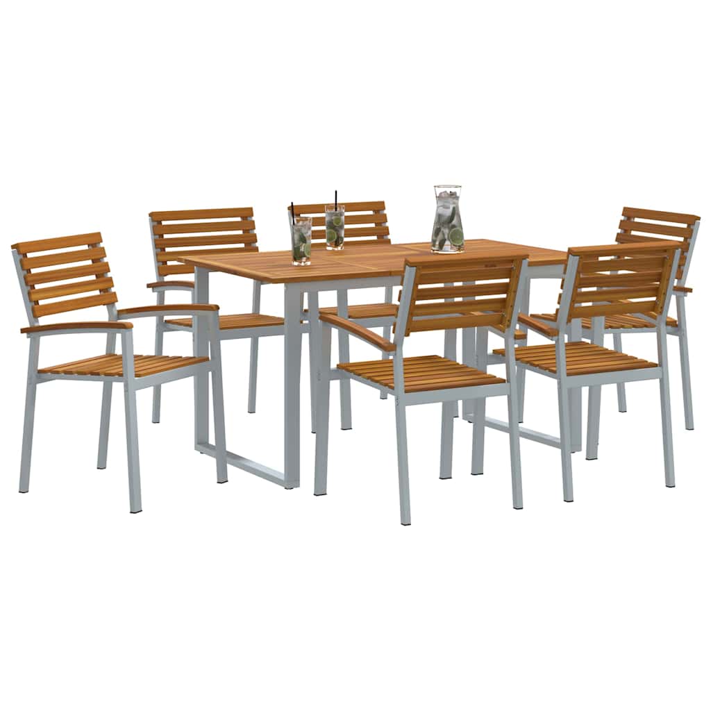 vidaXL Zestaw do jadalni w ogrodzie 7 pcs Szary Lite Drewno Akacji