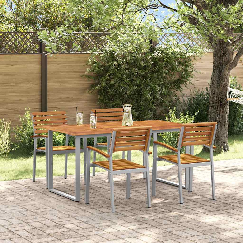vidaXL Zestaw do jadalni w ogrodzie 5 pcs Szary Lite Drewno Akacji