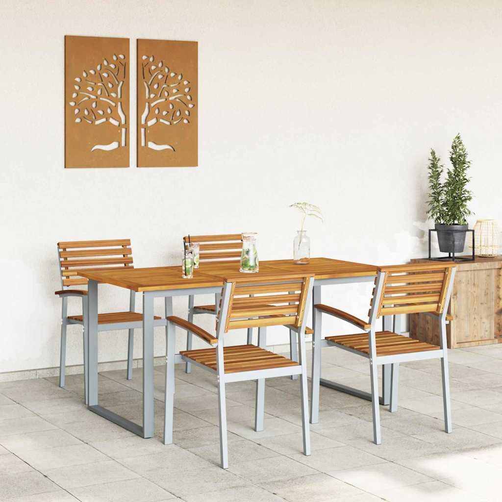 vidaXL Zestaw do jadalni w ogrodzie 5 pcs Szary Lite Drewno Akacji