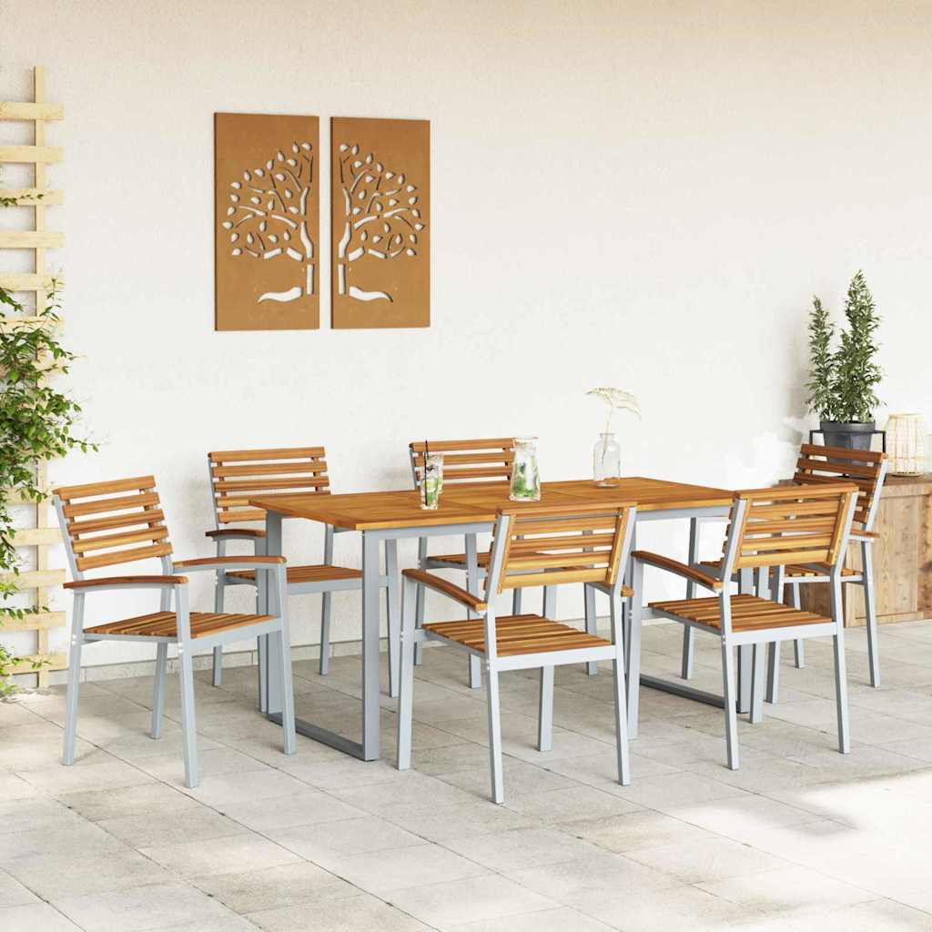 vidaXL Zestaw do jadalni w ogrodzie 7 pcs Szary Lite Drewno Akacji