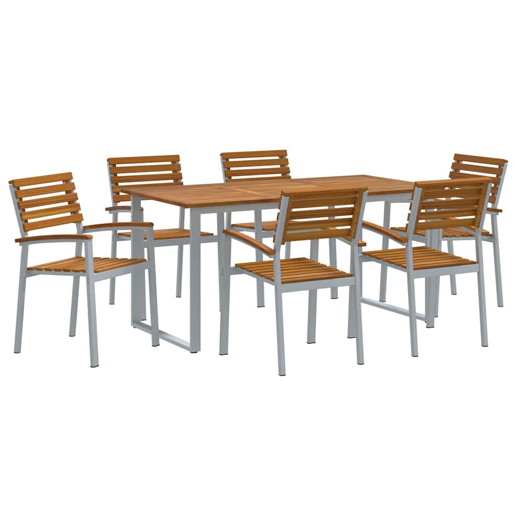 vidaXL Zestaw do jadalni w ogrodzie 7 pcs Szary Lite Drewno Akacji