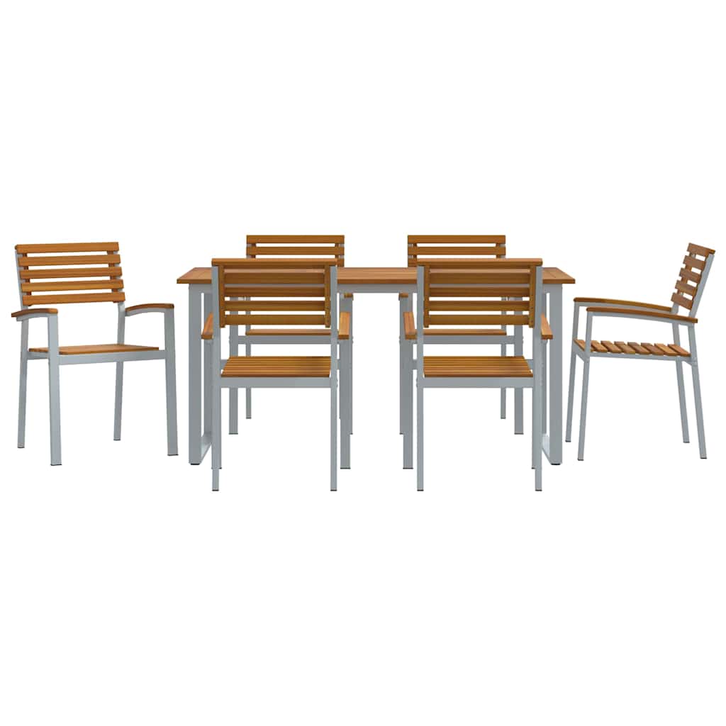 vidaXL Zestaw do jadalni w ogrodzie 7 pcs Szary Lite Drewno Akacji