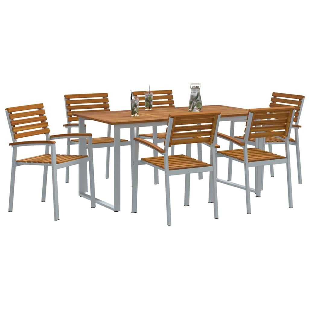vidaXL Zestaw do jadalni w ogrodzie 7 pcs Szary Lite Drewno Akacji