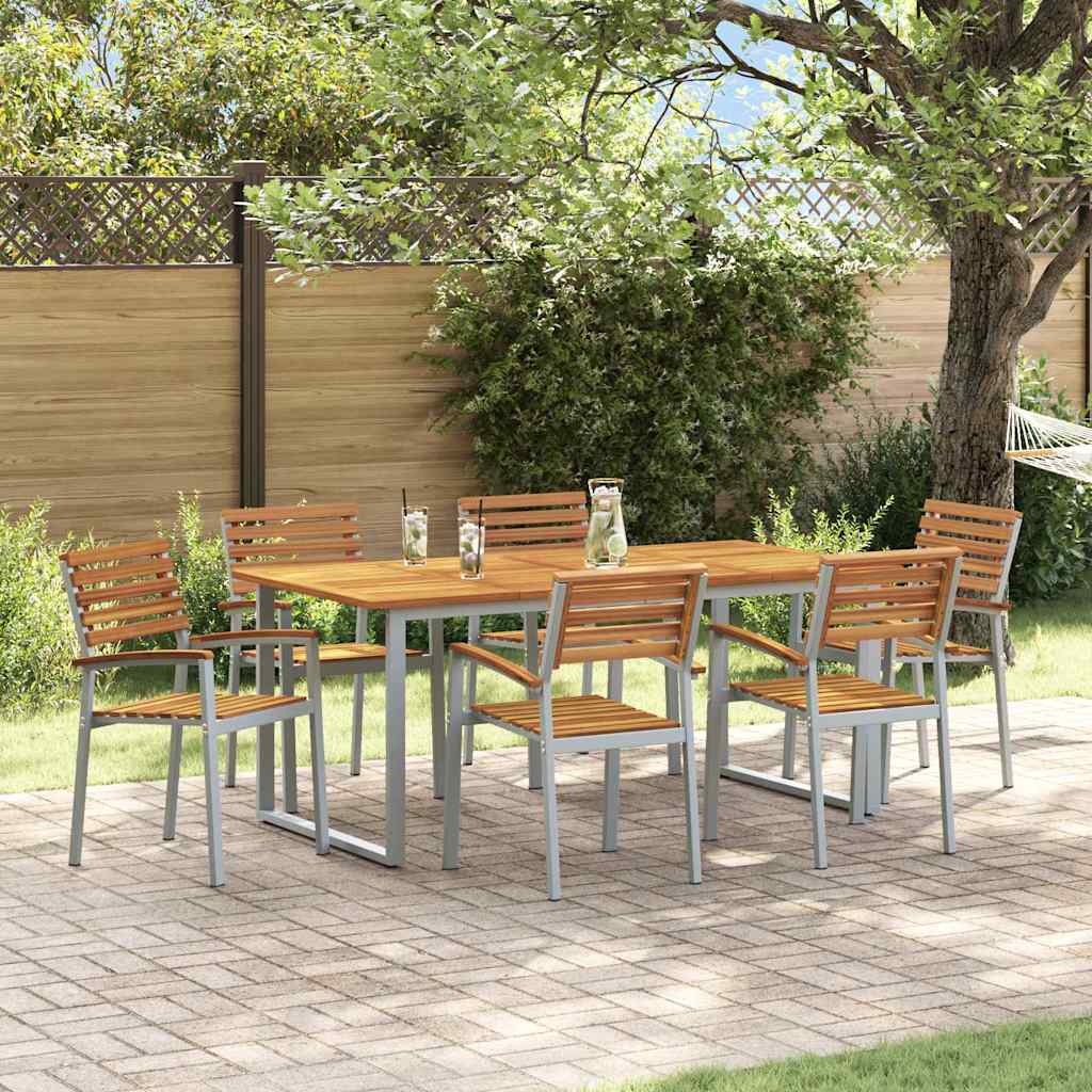 vidaXL Zestaw do jadalni w ogrodzie 7 pcs Szary Lite Drewno Akacji