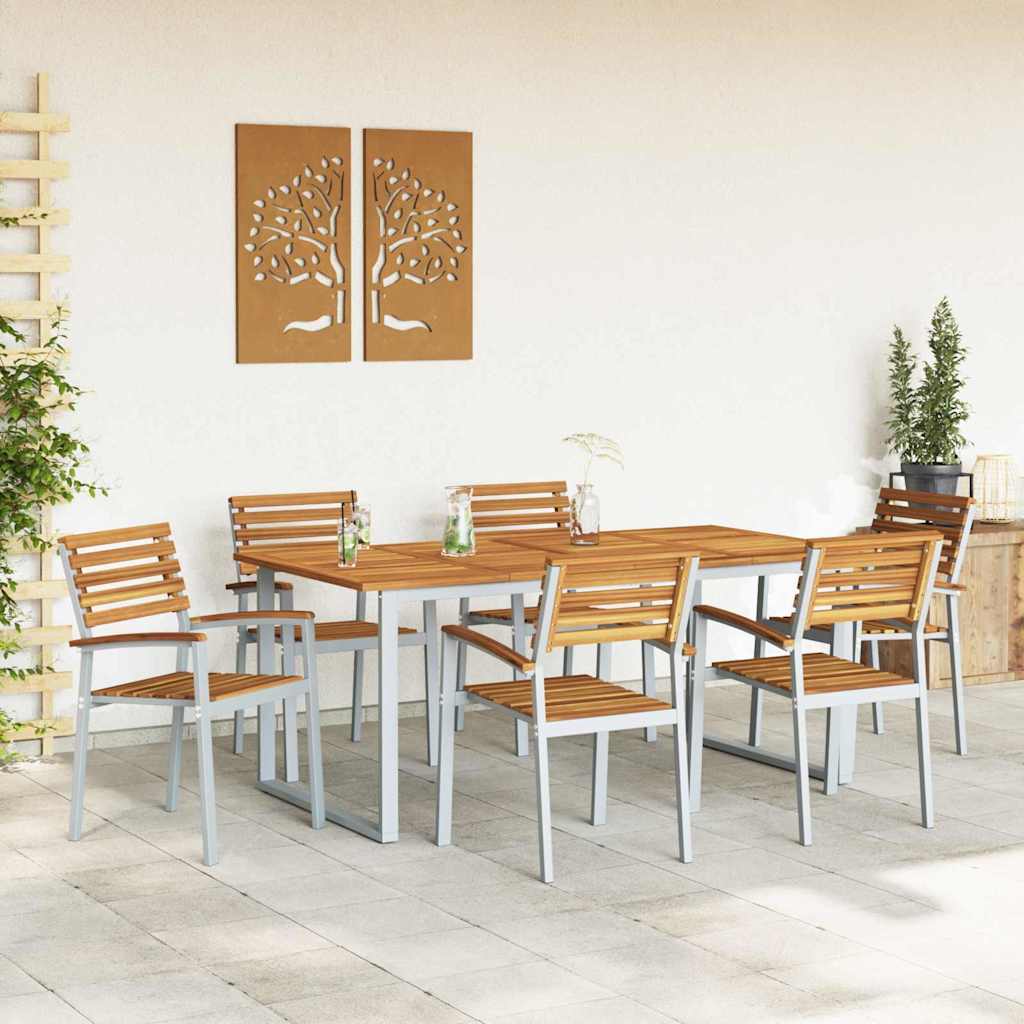 vidaXL Zestaw do jadalni w ogrodzie 7 pcs Szary Lite Drewno Akacji