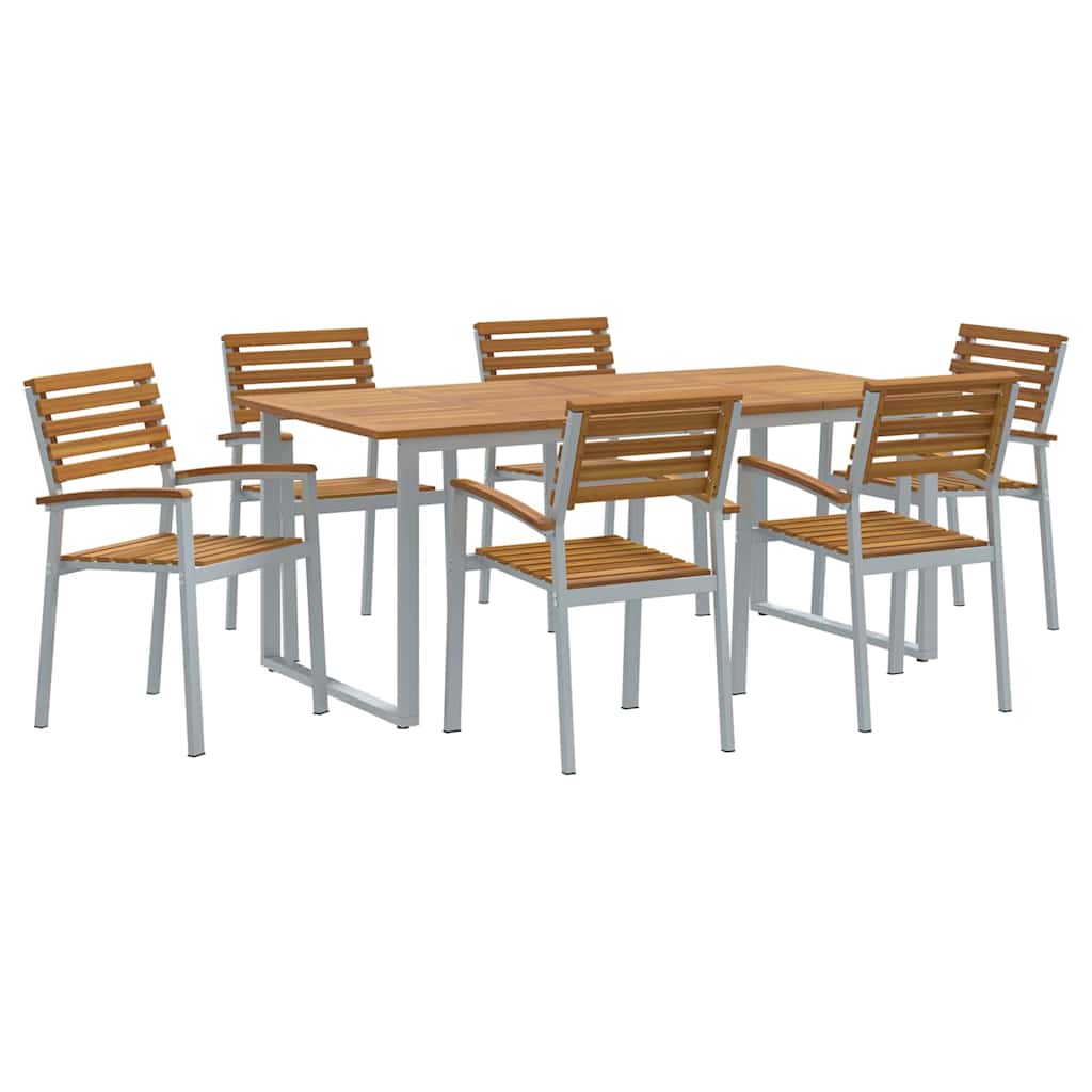 vidaXL Zestaw do jadalni w ogrodzie 7 pcs Szary Lite Drewno Akacji