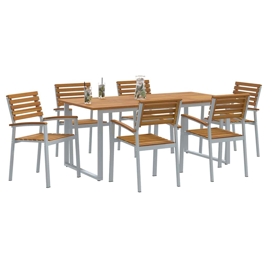 vidaXL Zestaw do jadalni w ogrodzie 7 pcs Szary Lite Drewno Akacji