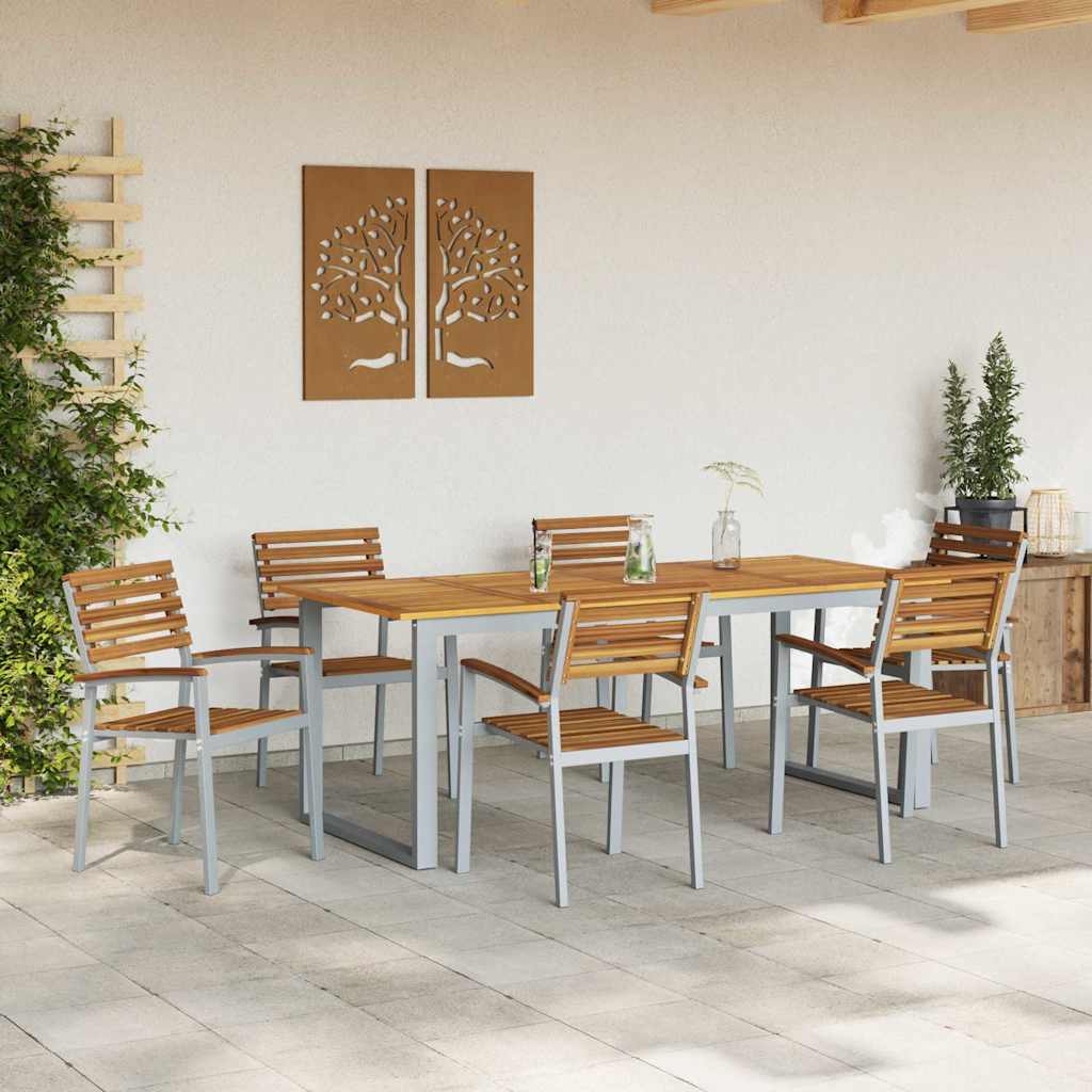vidaXL Zestaw do jadalni w ogrodzie 7 pcs Szary Lite Drewno Akacji
