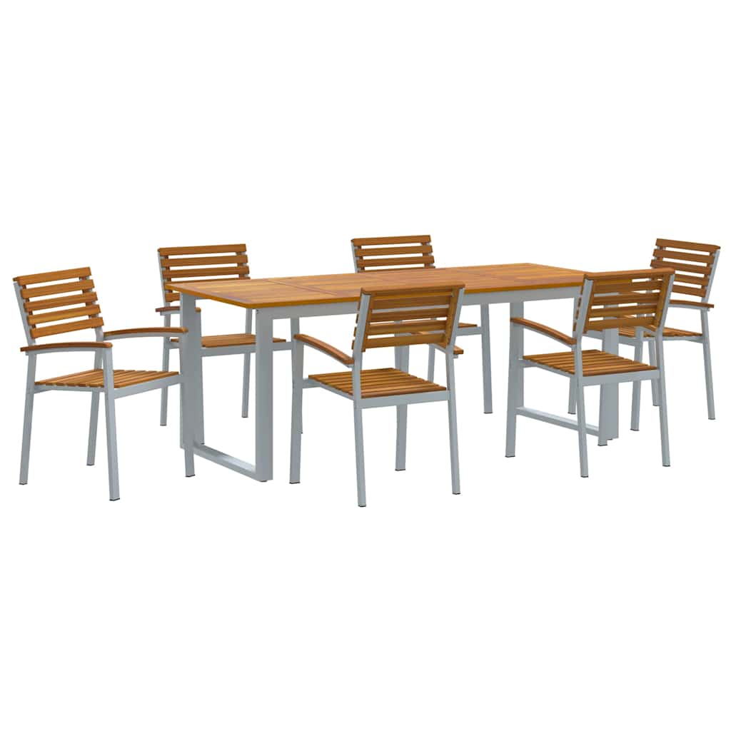 vidaXL Zestaw do jadalni w ogrodzie 7 pcs Szary Lite Drewno Akacji