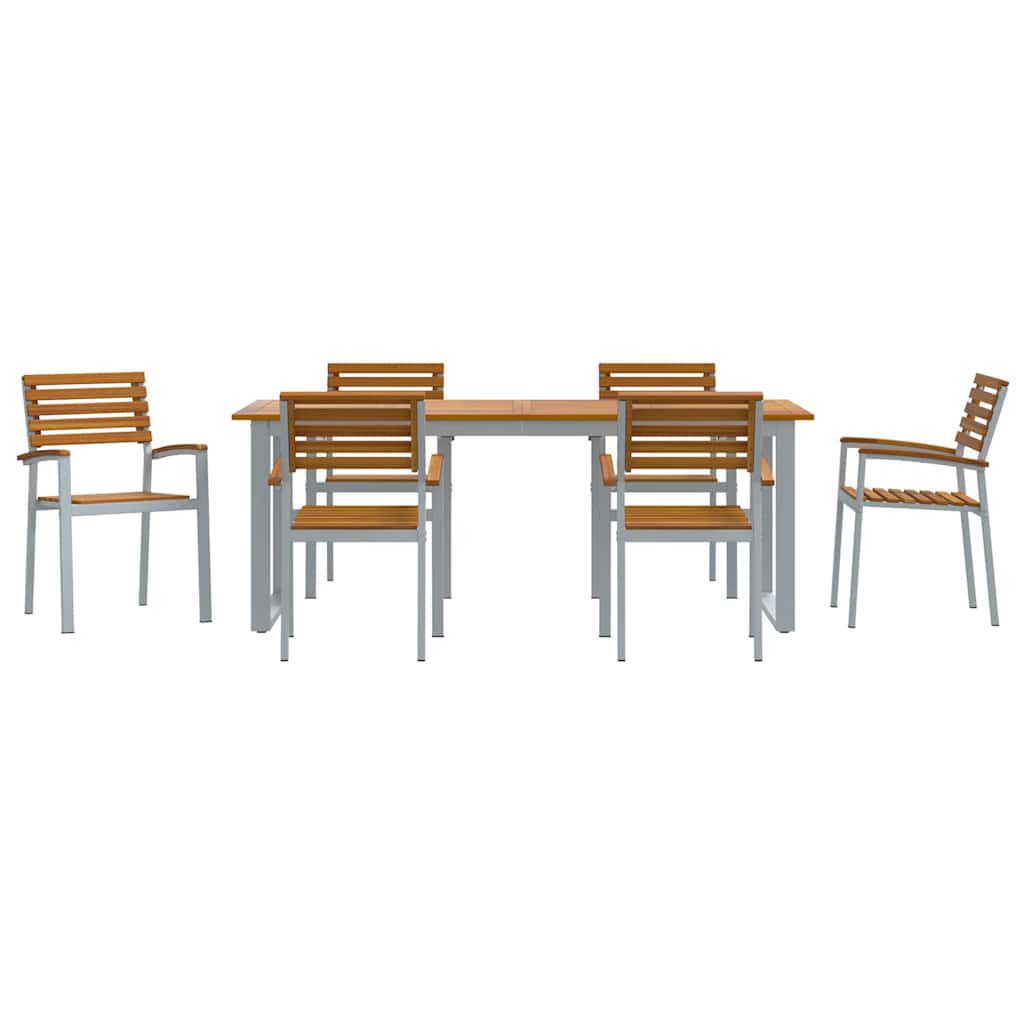 vidaXL Zestaw do jadalni w ogrodzie 7 pcs Szary Lite Drewno Akacji