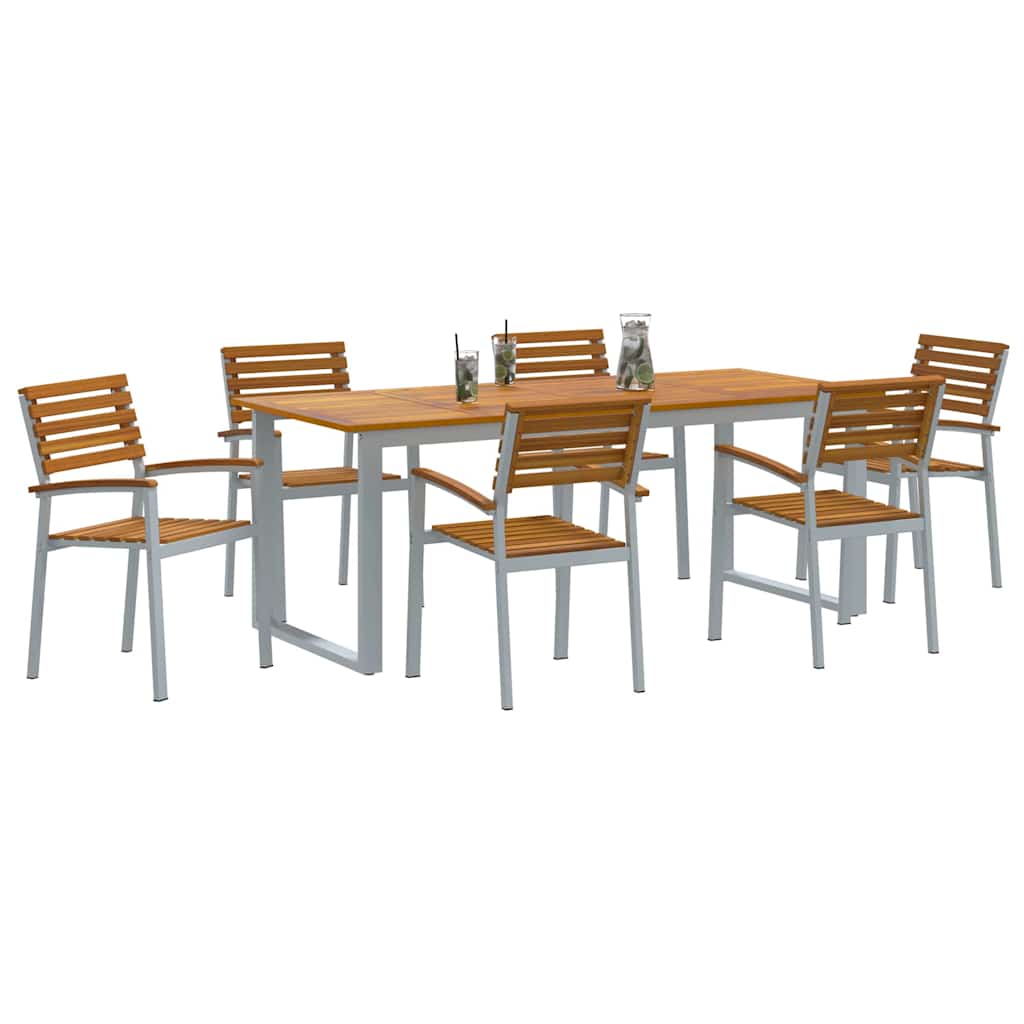vidaXL Zestaw do jadalni w ogrodzie 7 pcs Szary Lite Drewno Akacji