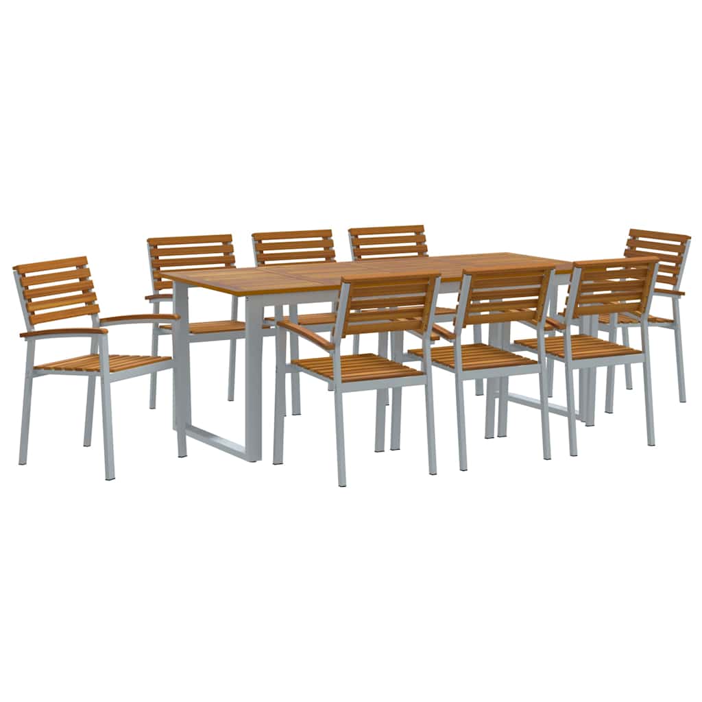 vidaXL Zestaw do jadalni w ogrodzie 9 pcs Szary Lite Drewno Akacji