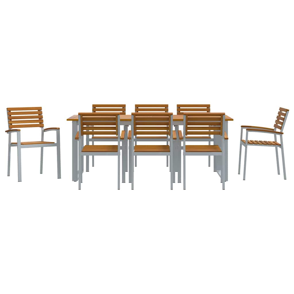 vidaXL Zestaw do jadalni w ogrodzie 9 pcs Szary Lite Drewno Akacji