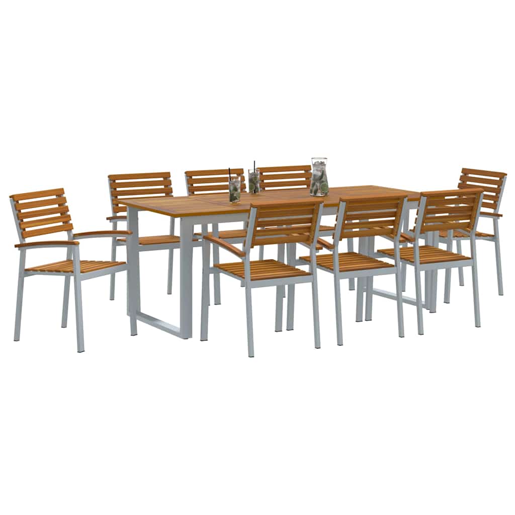 vidaXL Zestaw do jadalni w ogrodzie 9 pcs Szary Lite Drewno Akacji