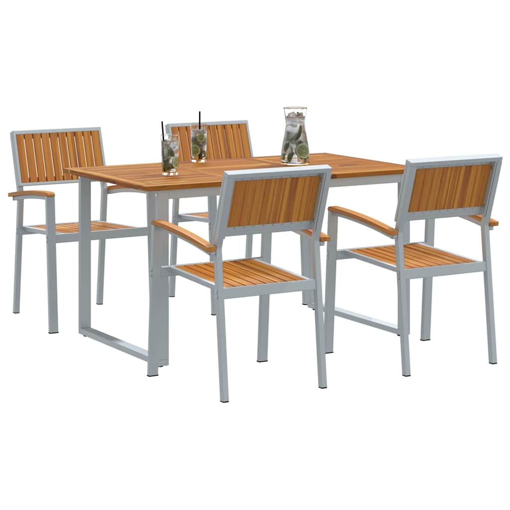 vidaXL Zestaw do jadalni w ogrodzie 5 pcs Szary Lite Drewno Akacji