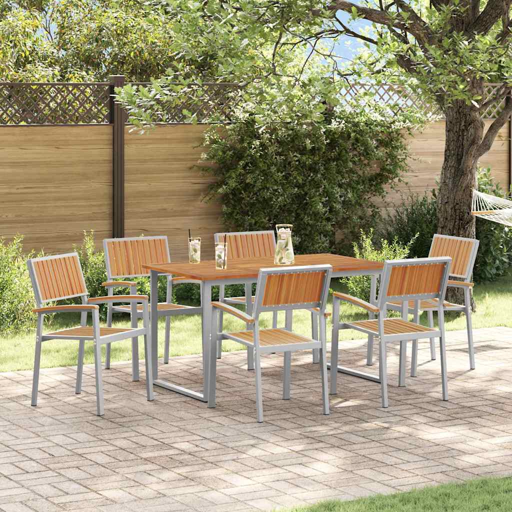 vidaXL Zestaw do jadalni w ogrodzie 7 pcs Szary Lite Drewno Akacji