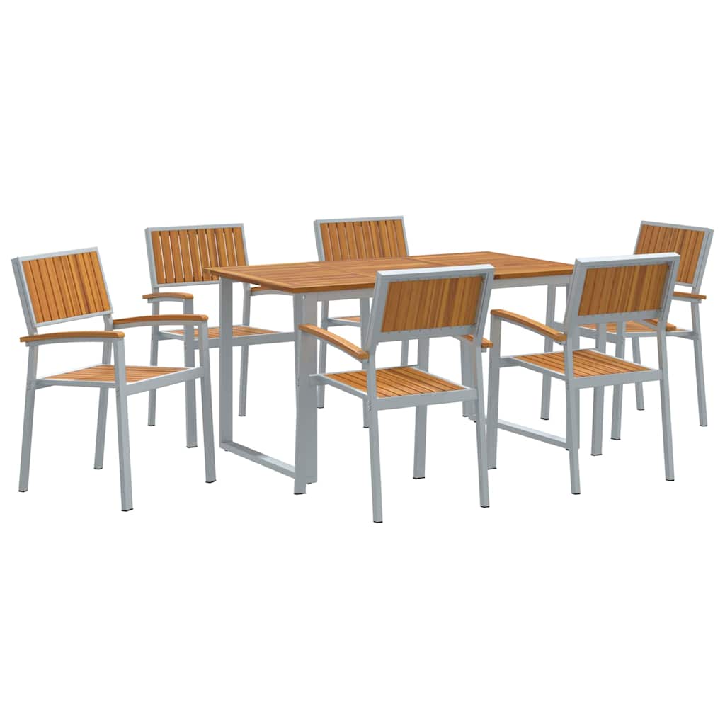 vidaXL Zestaw do jadalni w ogrodzie 7 pcs Szary Lite Drewno Akacji