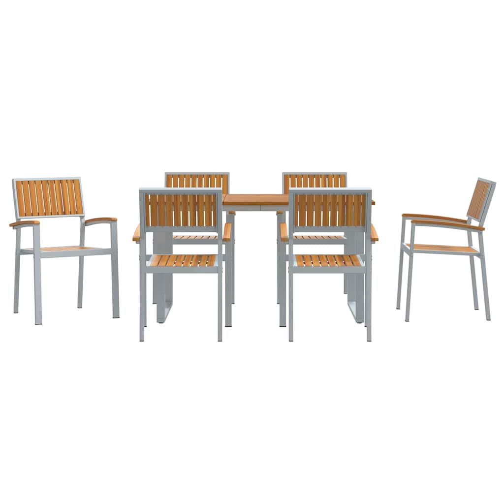 vidaXL Zestaw do jadalni w ogrodzie 7 pcs Szary Lite Drewno Akacji