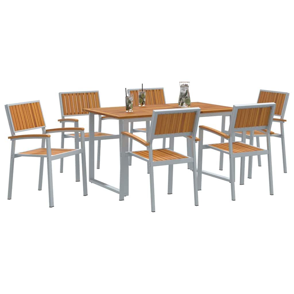 vidaXL Zestaw do jadalni w ogrodzie 7 pcs Szary Lite Drewno Akacji