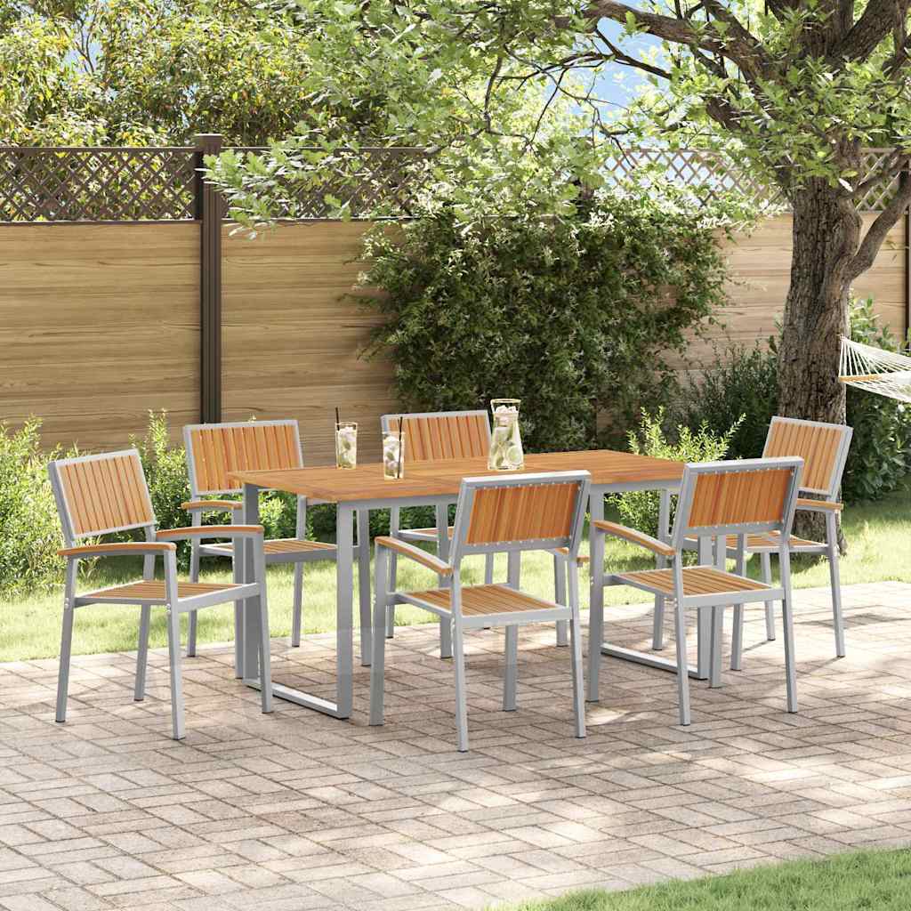 vidaXL Zestaw do jadalni w ogrodzie 7 pcs Szary Lite Drewno Akacji