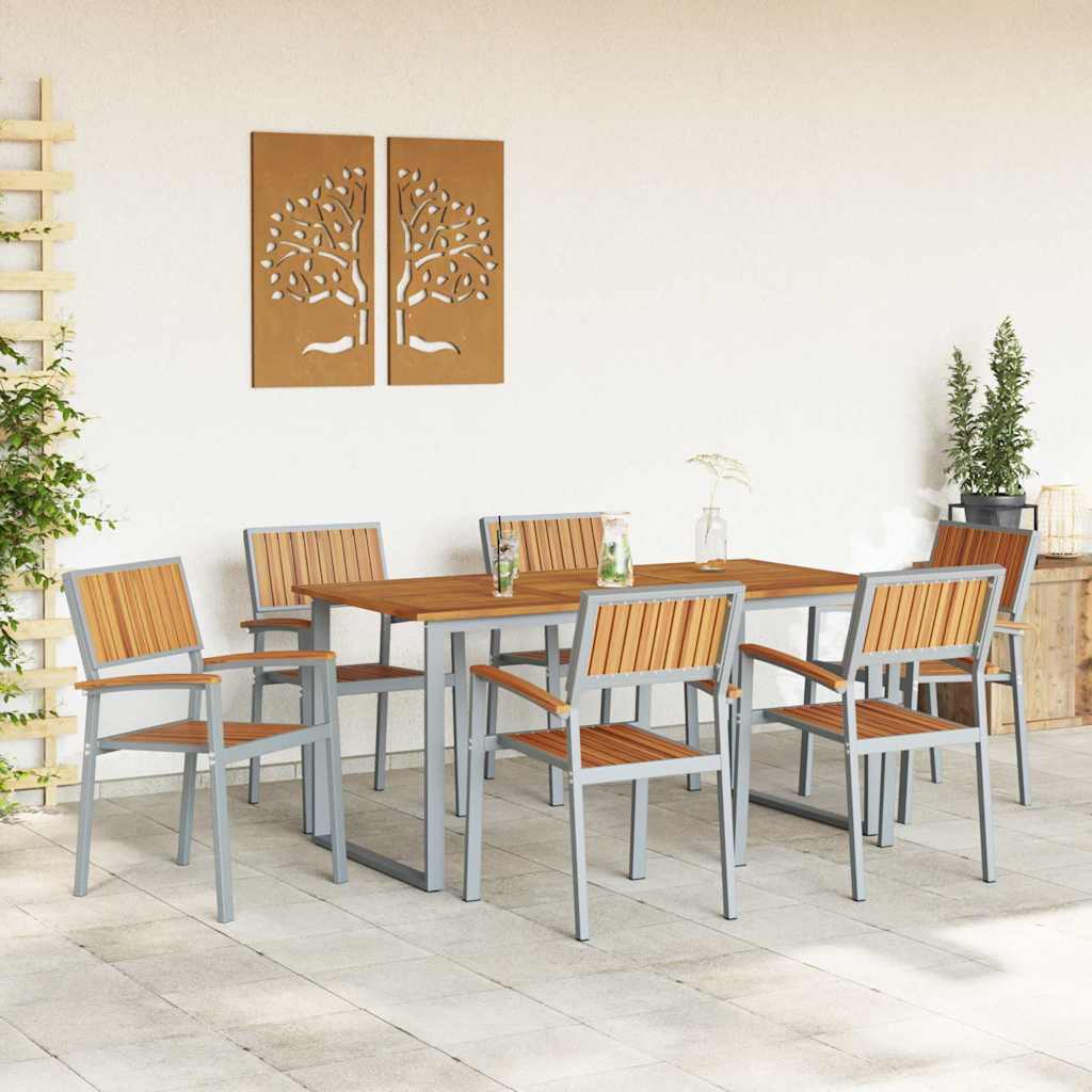 vidaXL Zestaw do jadalni w ogrodzie 7 pcs Szary Lite Drewno Akacji