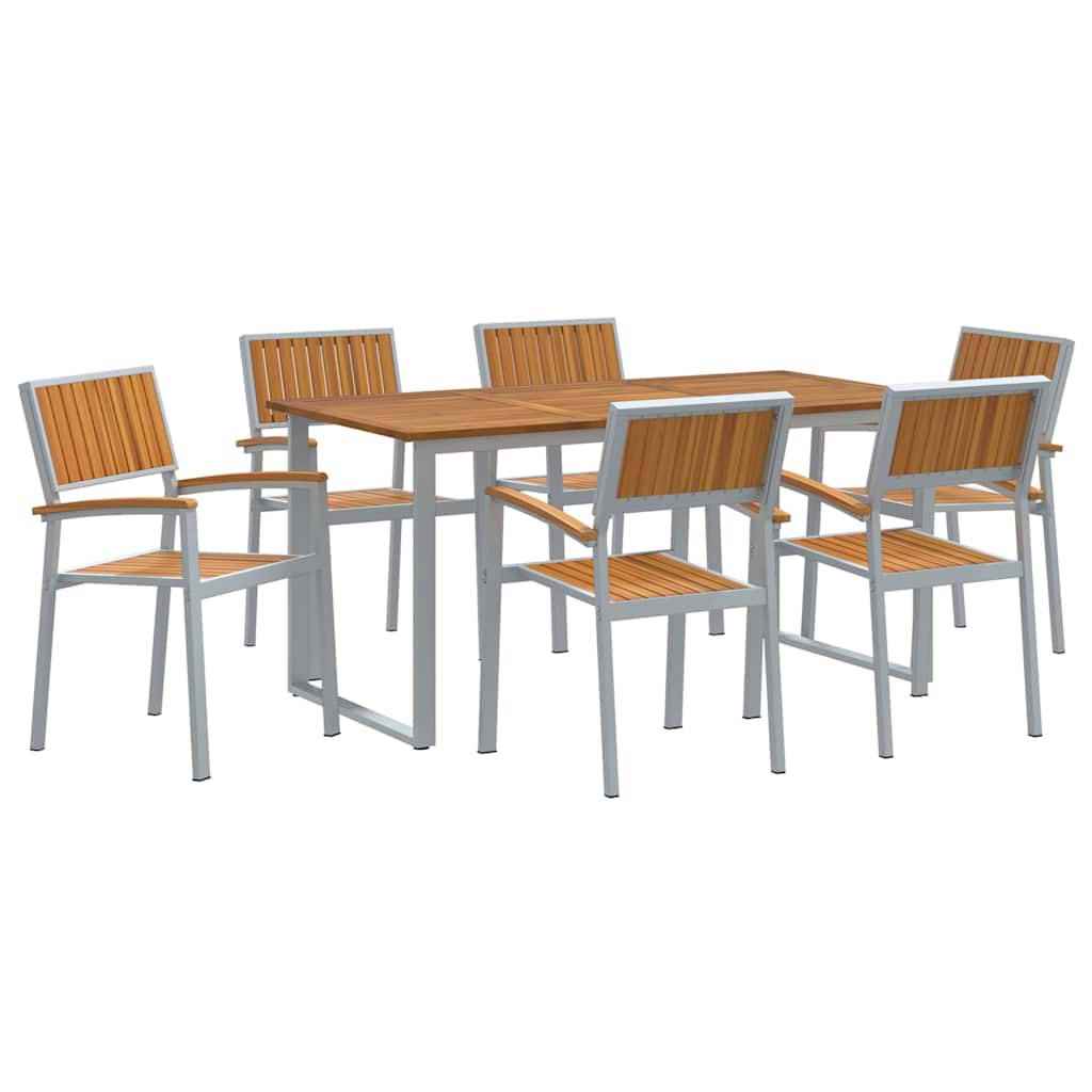 vidaXL Zestaw do jadalni w ogrodzie 7 pcs Szary Lite Drewno Akacji