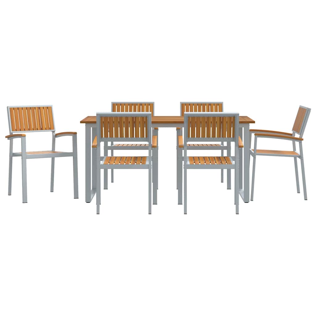 vidaXL Zestaw do jadalni w ogrodzie 7 pcs Szary Lite Drewno Akacji