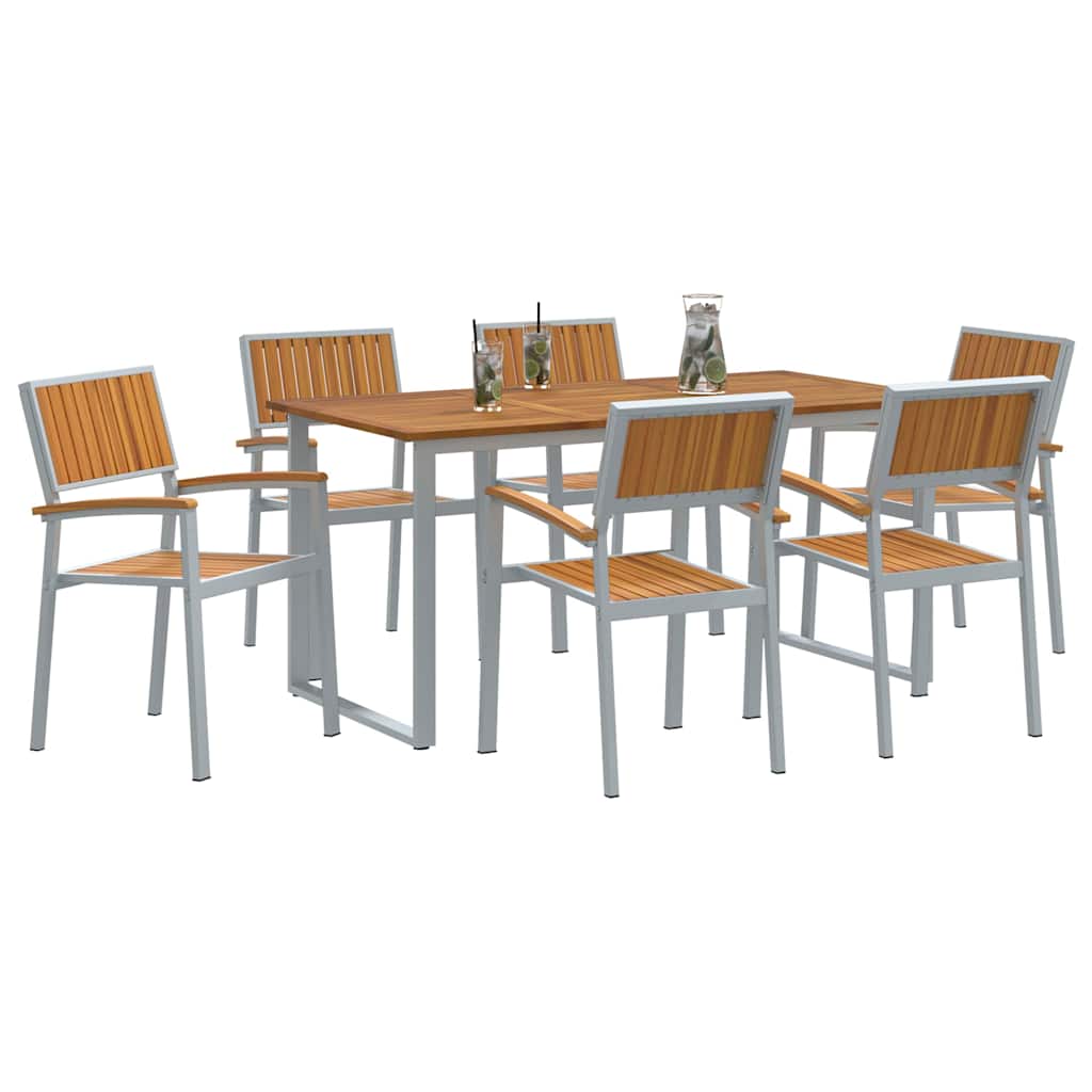 vidaXL Zestaw do jadalni w ogrodzie 7 pcs Szary Lite Drewno Akacji