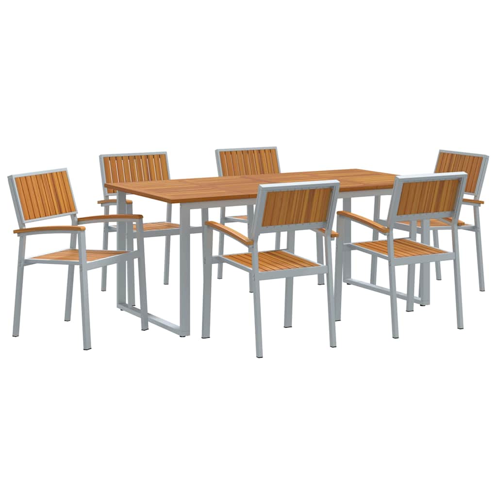 vidaXL Zestaw do jadalni w ogrodzie 7 pcs Szary Lite Drewno Akacji
