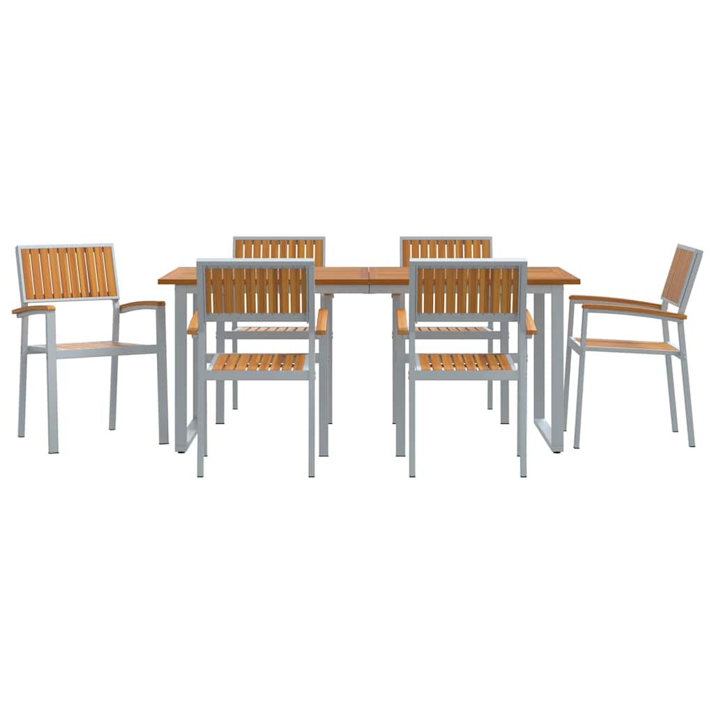 vidaXL Zestaw do jadalni w ogrodzie 7 pcs Szary Lite Drewno Akacji