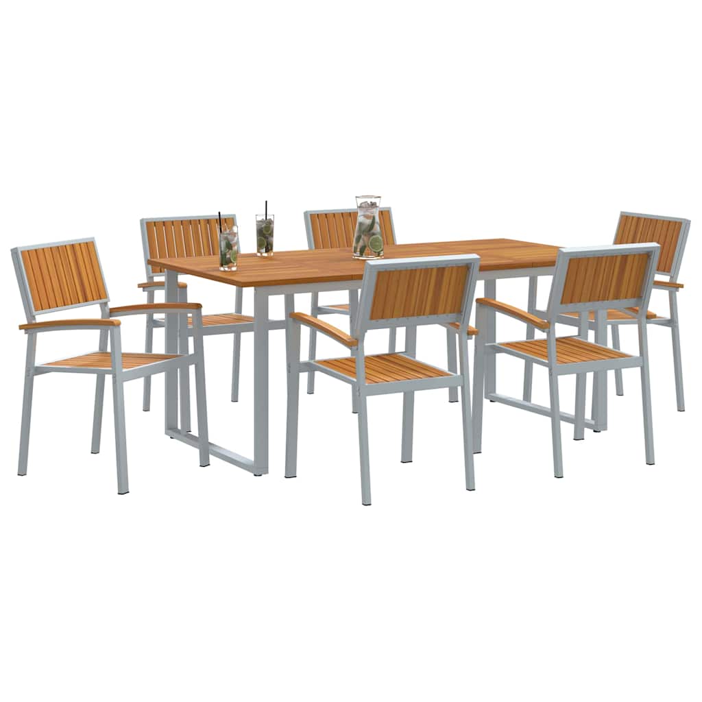 vidaXL Zestaw do jadalni w ogrodzie 7 pcs Szary Lite Drewno Akacji