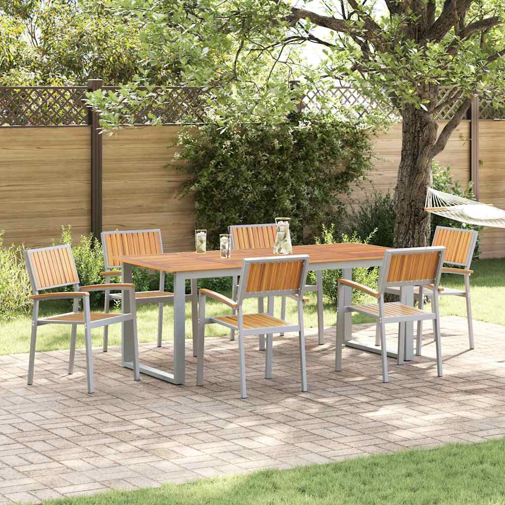 vidaXL Zestaw do jadalni w ogrodzie 7 pcs Szary Lite Drewno Akacji