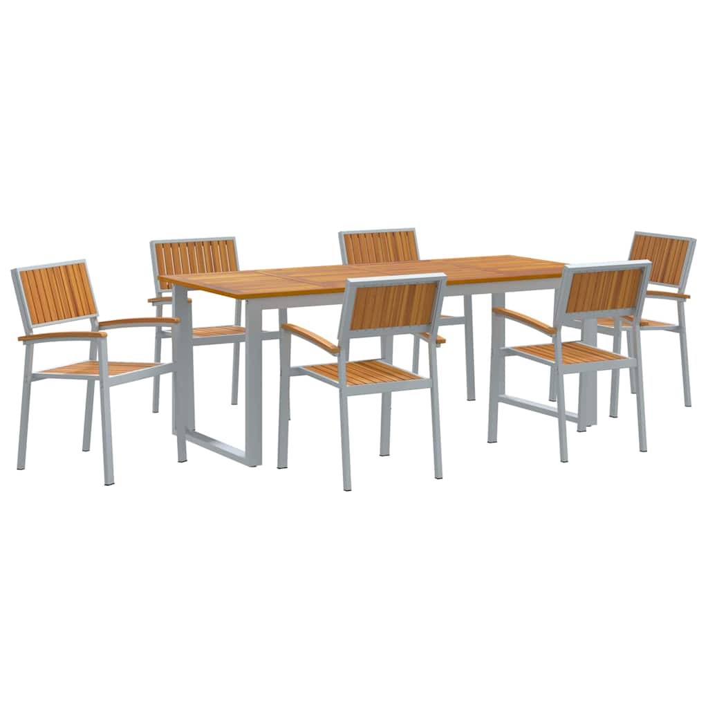 vidaXL Zestaw do jadalni w ogrodzie 7 pcs Szary Lite Drewno Akacji
