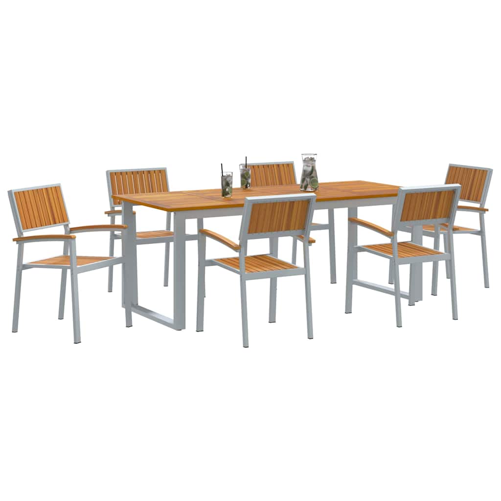 vidaXL Zestaw do jadalni w ogrodzie 7 pcs Szary Lite Drewno Akacji
