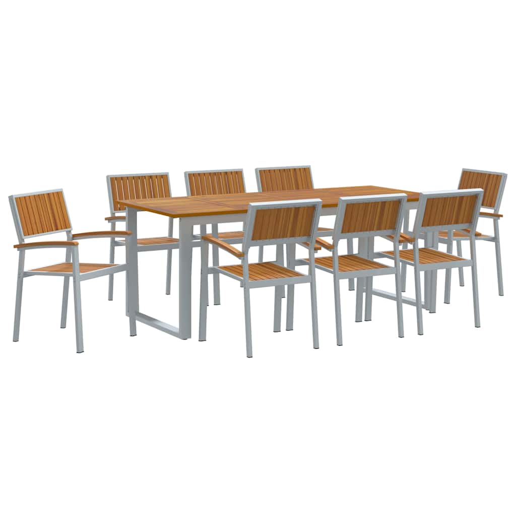 vidaXL Zestaw do jadalni w ogrodzie 9 pcs Szary Lite Drewno Akacji