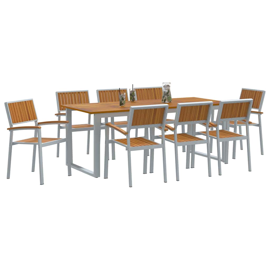 vidaXL Zestaw do jadalni w ogrodzie 9 pcs Szary Lite Drewno Akacji