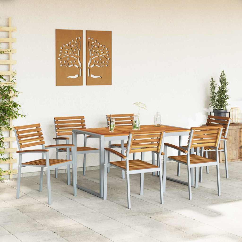 vidaXL Zestaw do jadalni w ogrodzie 7 pcs Szary Lite Drewno Akacji