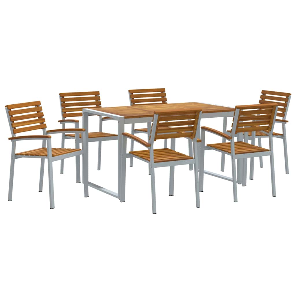 vidaXL Zestaw do jadalni w ogrodzie 7 pcs Szary Lite Drewno Akacji