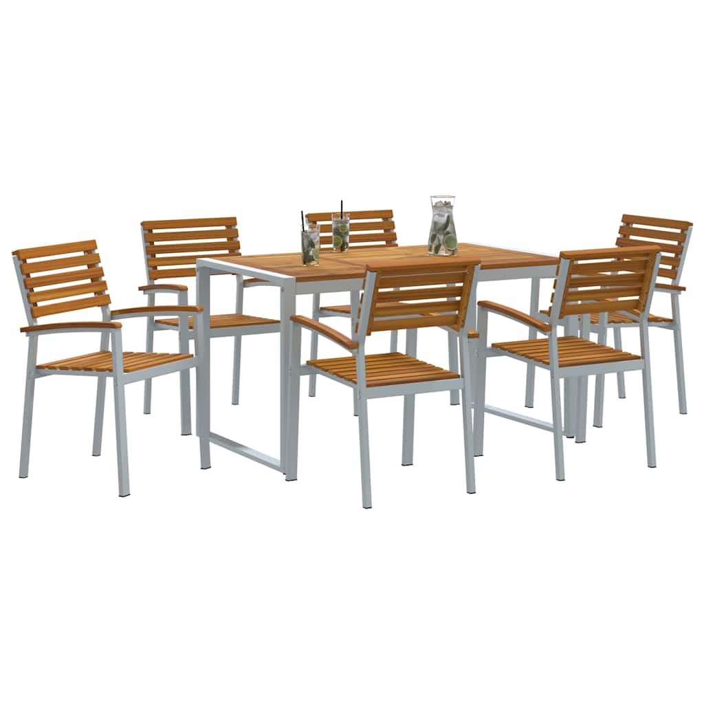 vidaXL Zestaw do jadalni w ogrodzie 7 pcs Szary Lite Drewno Akacji