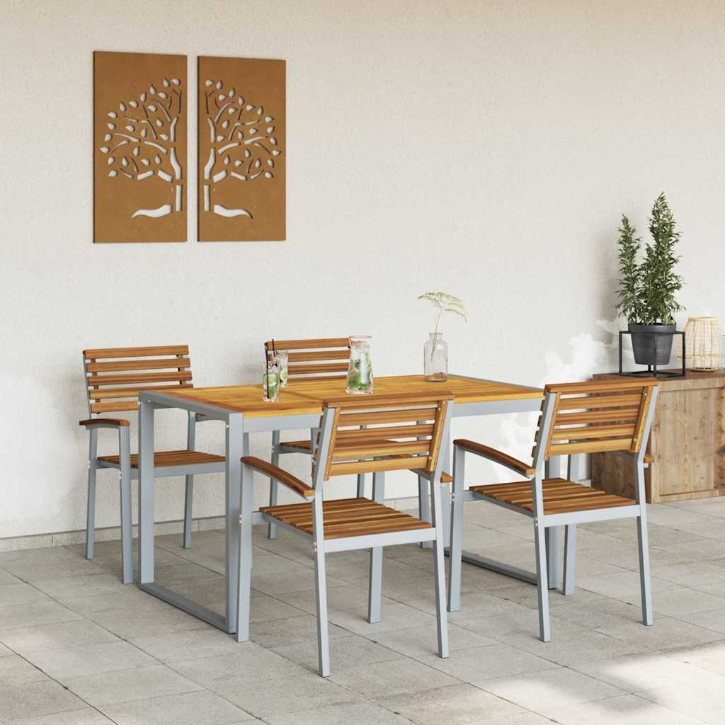 vidaXL Zestaw do jadalni w ogrodzie 5 pcs Szary Lite Drewno Akacji