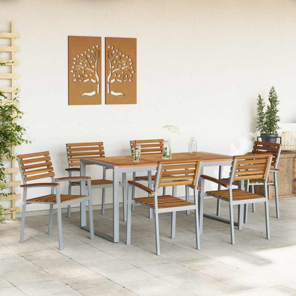 vidaXL Zestaw do jadalni w ogrodzie 7 pcs Szary Lite Drewno Akacji