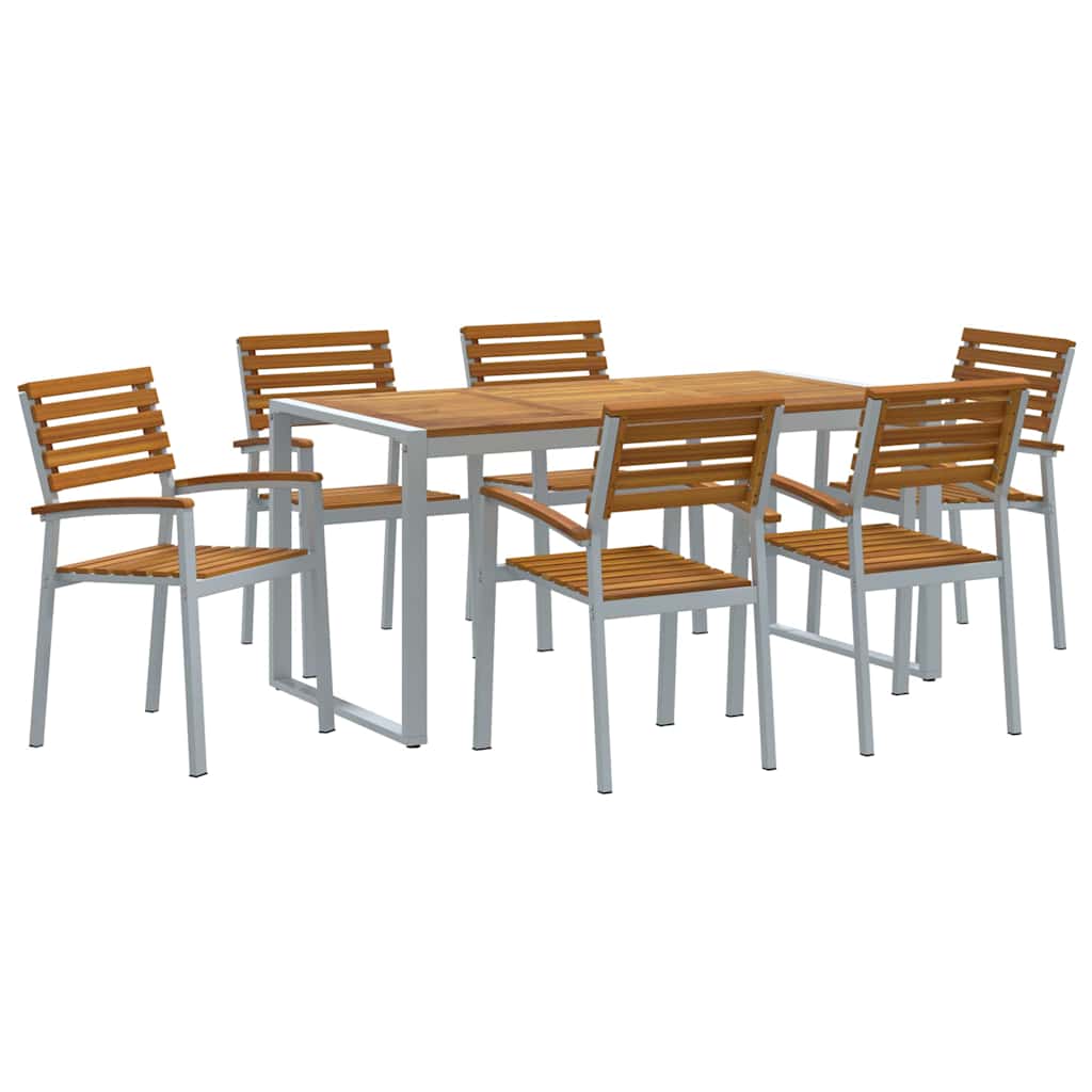 vidaXL Zestaw do jadalni w ogrodzie 7 pcs Szary Lite Drewno Akacji
