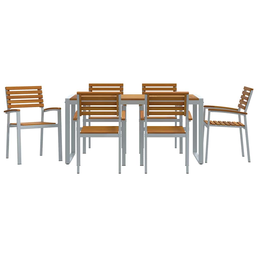 vidaXL Zestaw do jadalni w ogrodzie 7 pcs Szary Lite Drewno Akacji