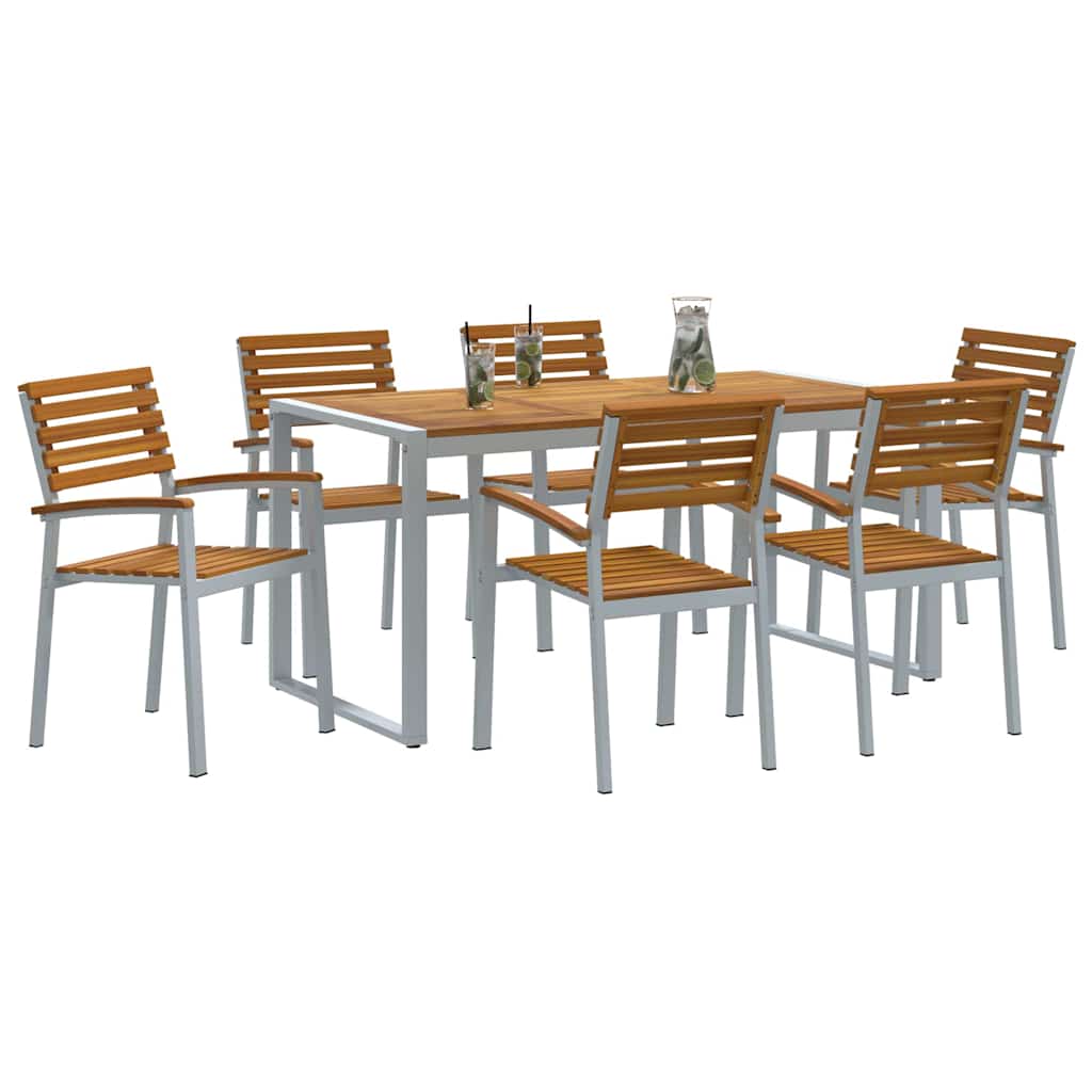 vidaXL Zestaw do jadalni w ogrodzie 7 pcs Szary Lite Drewno Akacji