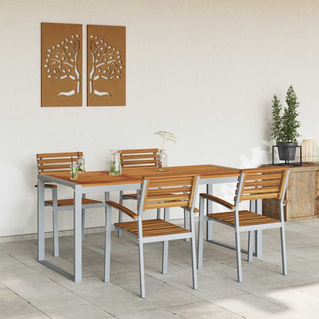 vidaXL Zestaw do jadalni w ogrodzie 5 pcs Szary Lite Drewno Akacji